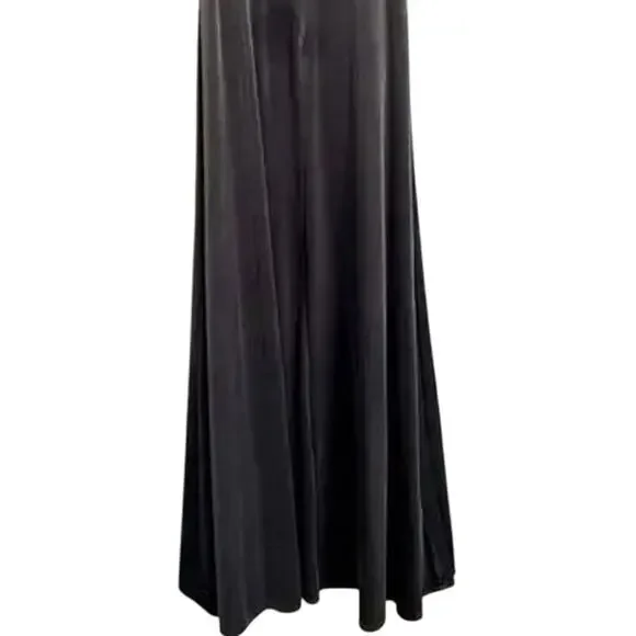 NWT After Six One Shoulder Spaghetti Strap Velvet Maxi Gown Dress 14 Caviar Gray - Picture 11 of 15